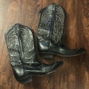 Leather Black Traditional Cowboy Boots